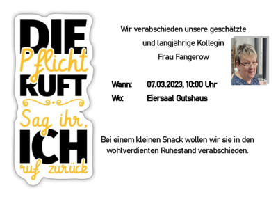 Verabschiedung in den wohlverdienten Ruhestand